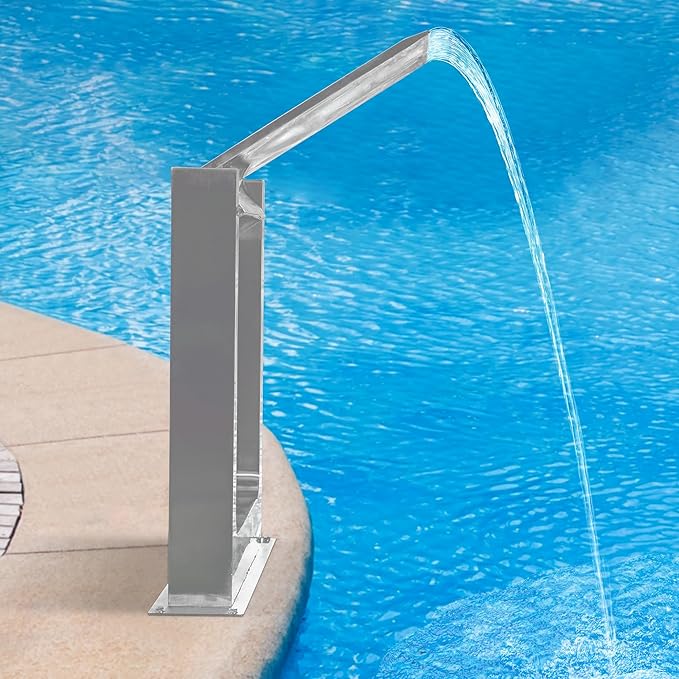 180° Rotating 304 Stainless Steel Waterfall Spillway, Swimming Pool & Garden Cascade Waterfall Fountain with Adjustable Spray Direction and Angle for Upscale Resorts, Luxury Residences