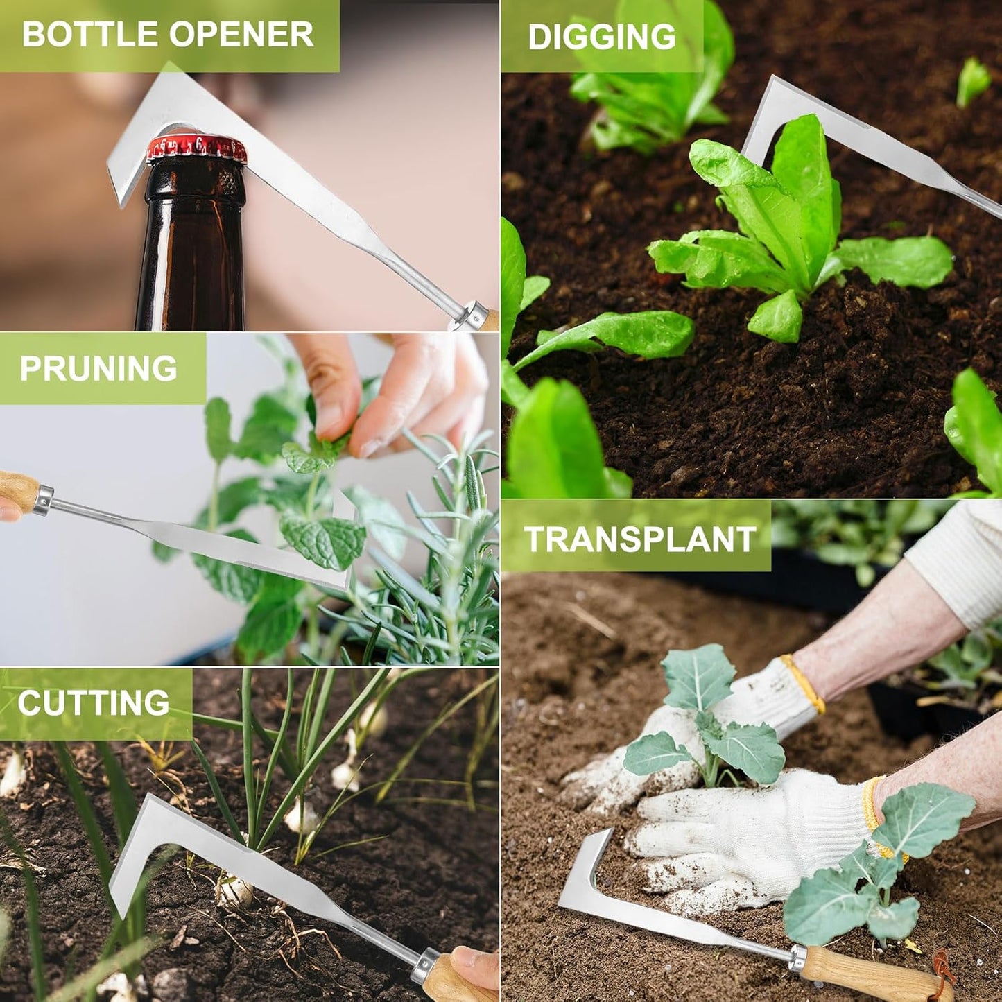 HARFINGTON Hand Weeder 13 x 7.7 Stainless Steel - Garden Trowel with Ergonomic Handle