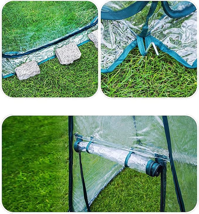 Porayhut Pop Up Greenhouse Cover,Pack of 3 Pcs,Flower House Mini Gardening Plant Flower Sunshine Room Room,Backyard PVC Greenhouse Cover for Cold Frost Protector Gardening Plants