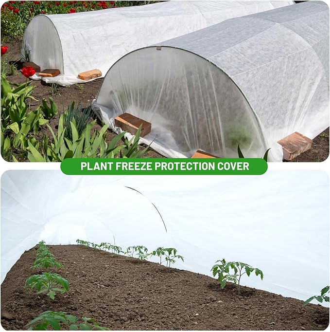SnugNiture Plant Covers Freeze Protection, 10ft x 50ft 1.1oz/yd² Frost Cloth for Outdoor Plants, Floating Row Cover Frost Blanket for Winter Garden Vegetables Protection