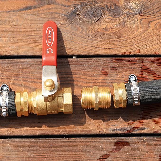 UNWAVER Solid Brass Garden Hose Fittings Male Connectors Adapter Heavy Duty Brass Double Male Faucet Leader Coupler Dual Water Hose Connector(3/4" GHT) 2 Pcs