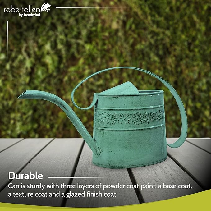 Headwind Willow Surf Blue 0.5 Gallon Galvanized Decorative Metal Garden Watering Can for Indoor & Outdoor Plant Care โ Vintage Gardening Plant Watering Can by Robert Allen