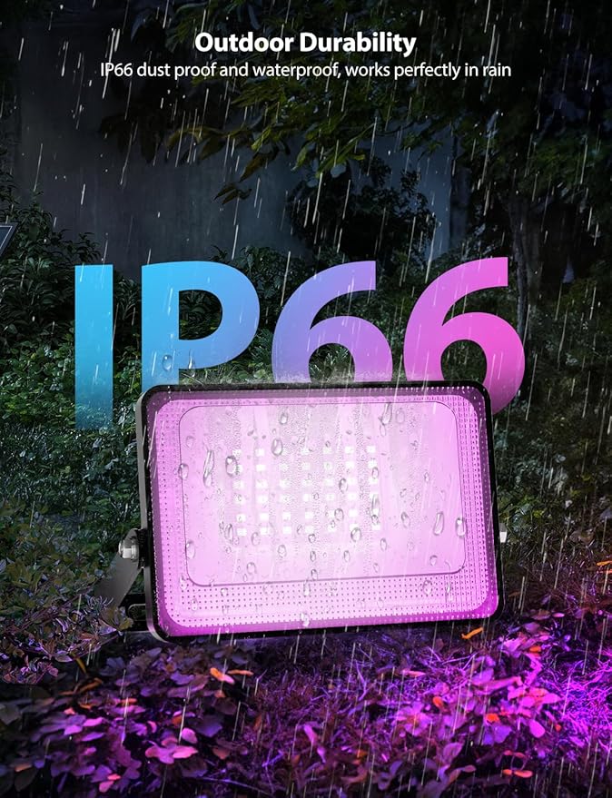 Onforu LED Flood Light Outdoor 25W 2000LM, Color Changing Led Stage Lights Bluetooth APP Control Uplighting, 4 Pack 2700K RGBW Uplights for Events, Spot Lights 16 Million Colors Music Sync, IP66