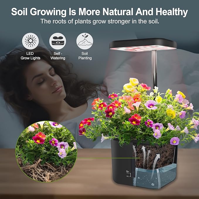 2 PACK Plant Pots Indoor Garden Planter Growing Systems Small Smart Soil Gardening System with 17 Watts LED Grow Light Auto Timer Self-Watering Soil Planter Pot Gifts for Mom Women (No Seeds&Soil)