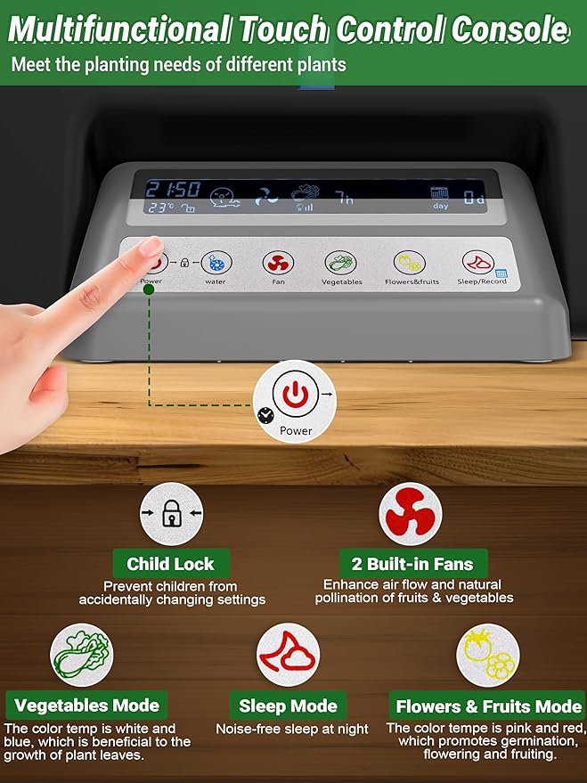 Hydroponics Growing System Kit, 17 Pods Herb Garden with 102 28W Full-Spectrum Grow Lights & 2 Fans, Indoor Garden with Water Pump, 10L Water Tank, Auto Timer, Height Adjustable (Black & Grey)