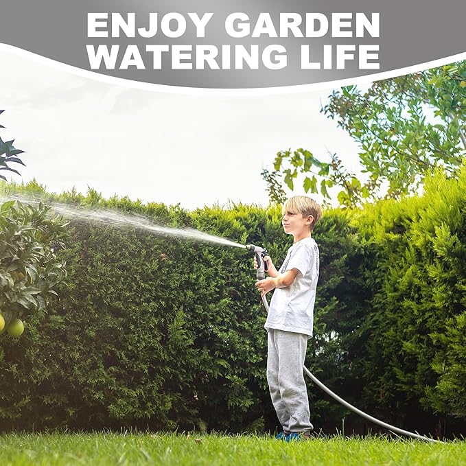 YOTOO Heavy Duty Hybrid Garden Water Hose 5/8-Inch by 50-Feet 150 PSI Kink Resistant, Flexible with Swivel Grip Handle and 3/4" GHT Solid Brass Fittings, Gray