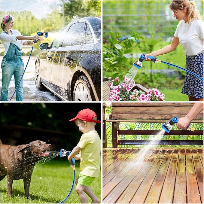 Retractable Garden Hose Reel, 1/2" x 100FT + 6.6FT Automatic Retractable Water Hose Reel Wall Mount, with 10- Function Sprayer Nozzle, Any Length Lock/Auto Rewind/180°Swivel