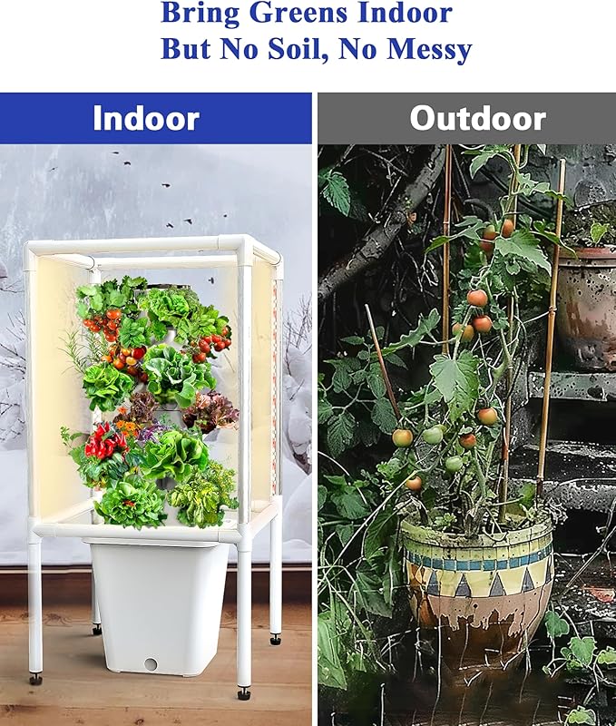 SJZX Hydroponics Growing System, 18 pods Vertical Small hydroponic Tower with LED Grow Light for Indoor Gardening, Classroom Growing Kit, Winter Germination Kits, Beginner-Friendly