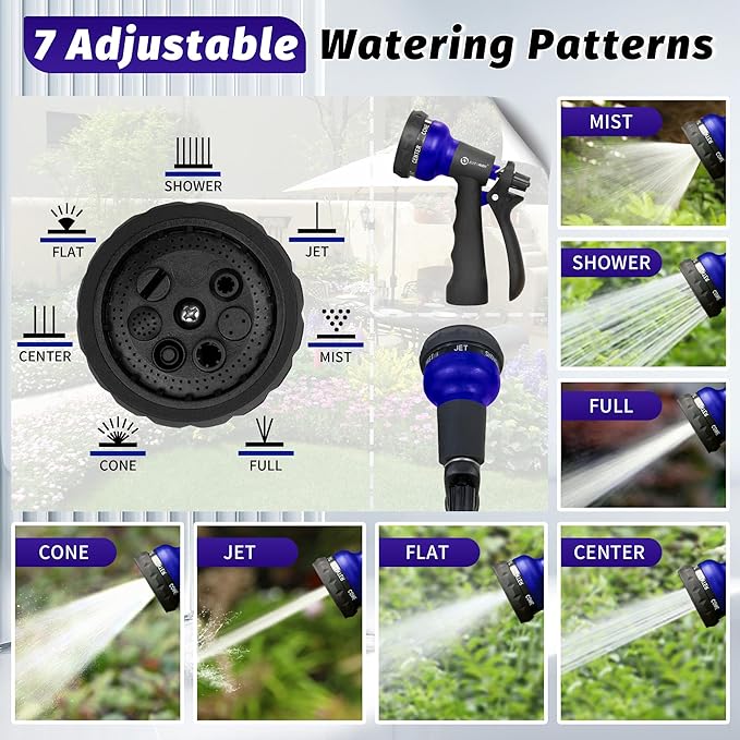 AUTOMAN Garden Hose Nozzle, 2 Pack Water Sprayer Nozzle with 7 Adjustable Watering Patterns,Slip Resistant Nozzle for Plants,Lawn,Washing Cars,Window Cleaning,Showering Pets & Outdoor Fun