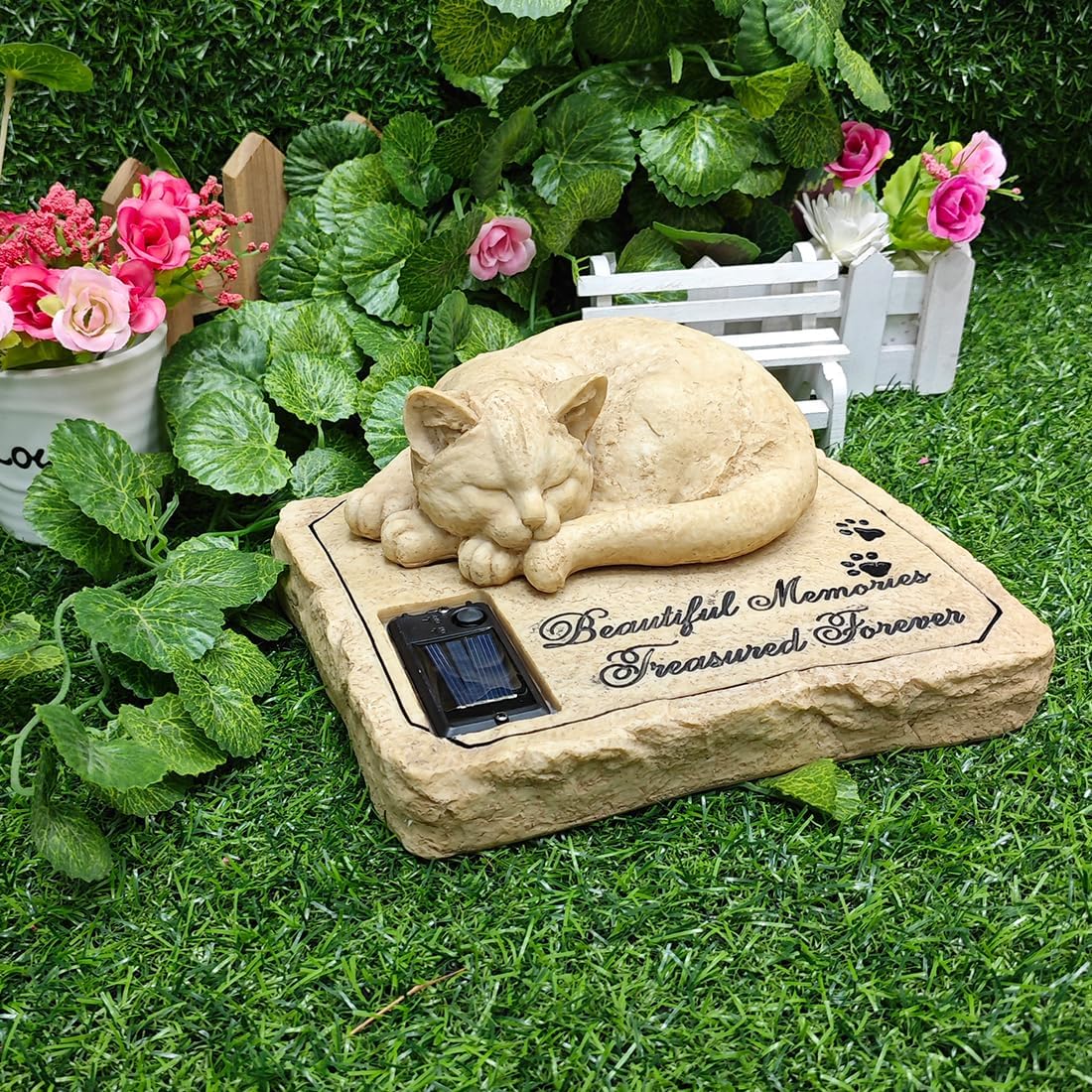 Solar Light Cat Memorial Stone, Cat Grave Markers, Cat Headstone, Cat Memorial Plague, Cat Loss Gift Garden Decor