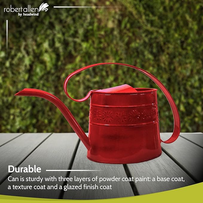 Headwind Willow Cayenne Red 0.5 Gallon Galvanized Decorative Metal Garden Watering Can for Indoor & Outdoor Plant Care โ Vintage Gardening Plant Watering Can by Robert Allen
