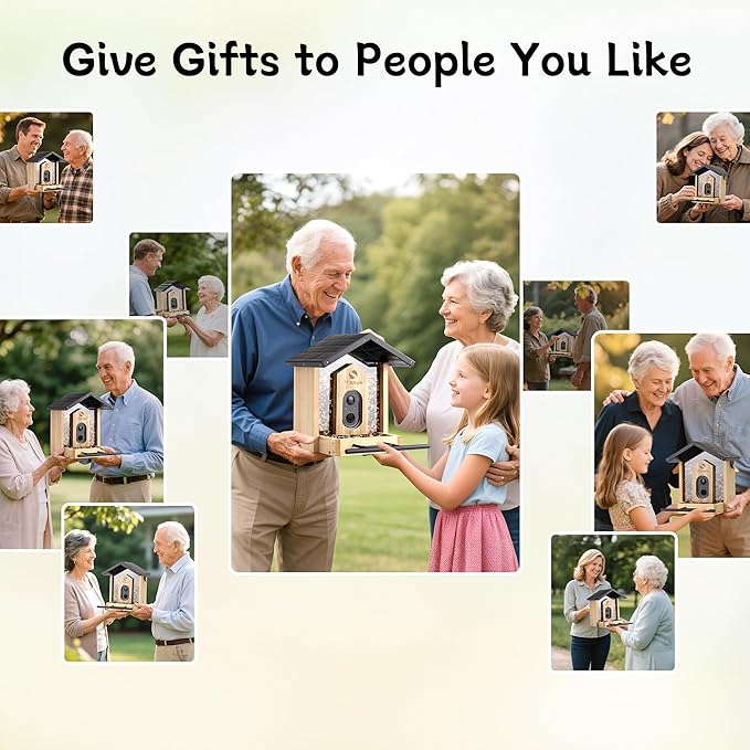 TT Nature Bird Feeder with Camera, Upgraded 1.5L Smart Birdhouse Al Identify for 10000 Plus Species, Auto Capture & Real-time Notifications, Ideal Gift for Bird Lovers (Iron Roof)