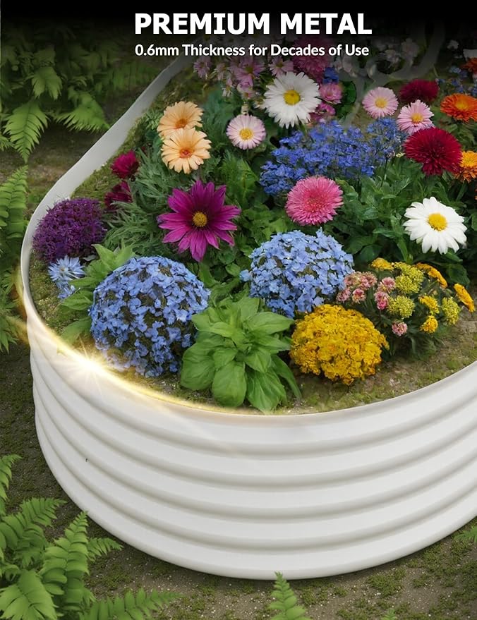 2 Pcs Raised Garden Beds Outdoor 8x4x1.5 ft - Galvanized Steel Planter Box for Vegetables, Flowers, Rust-Resistant Garden Box, Easy Assembly Raised Beds, Durable Planters for Outdoor Plants, Beige