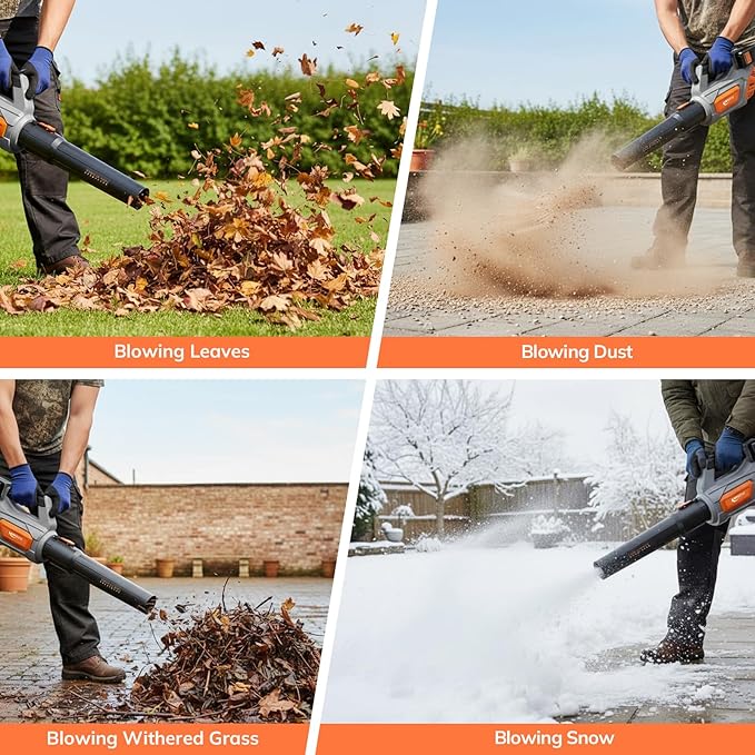 Keenstone Leaf Blower, Cordless Leaf Blowers Max 620-CFM 120-MPH with 2 * 4000mAh Batteries and 2*Fast Chargers, Lightweight Leaf Blower Cordless with 3 Speed Modes for Patio, Lawn, Yard, Leaves 40V