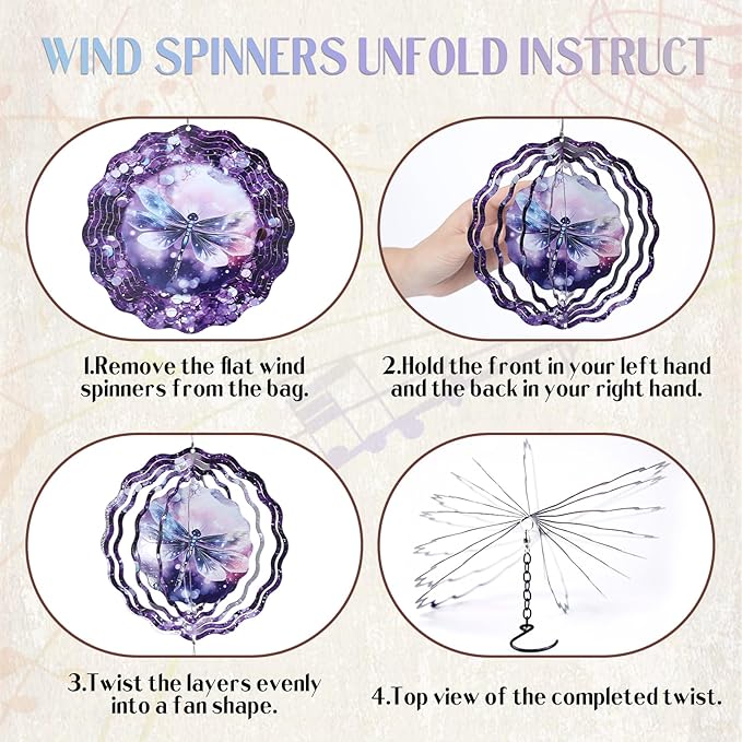 Dragonfly Wind Chime Outdoor - Metal Windchime with Spinners Dragonflies Gifts for Women Garden Patio Yard Home Decor Outside Indoor Hanging Decorative Christmas Thanksgiving Birthday Gift