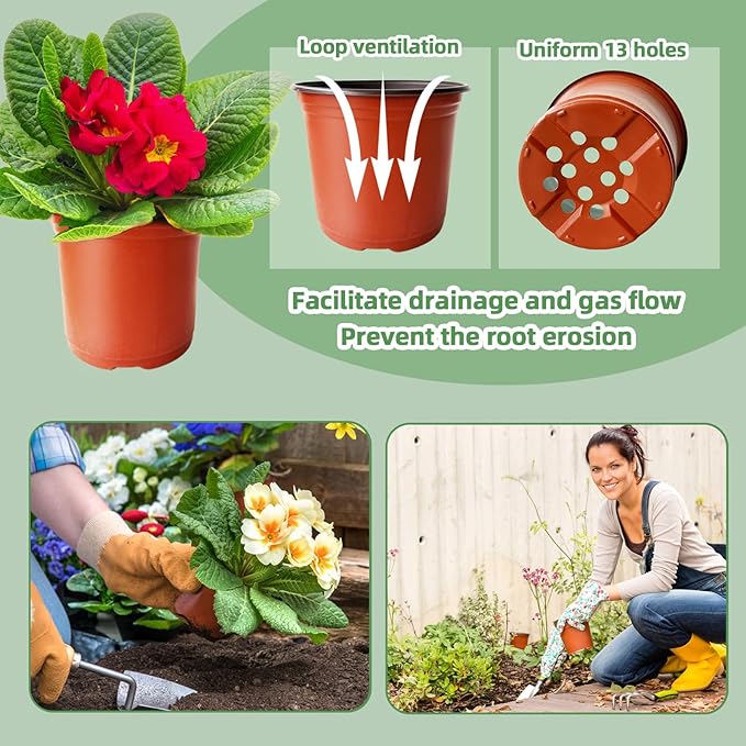 100 Pcs Plant Nursery Pots,6 Inch Thicker Plastic Seedling Pots with Holes,Seed Starting Pot Flower Plant Container for Succulents,Seedlings,Cuttings,Transplanting