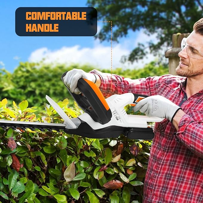 LIGO 20V Cordless Hedge Trimmer | 21" Laser-Cut Blade for Thick Branches | 2.0Ah PowerShare Battery | 4.5 lbs Ultra-Light with Low Vibration | Fast Charger Included