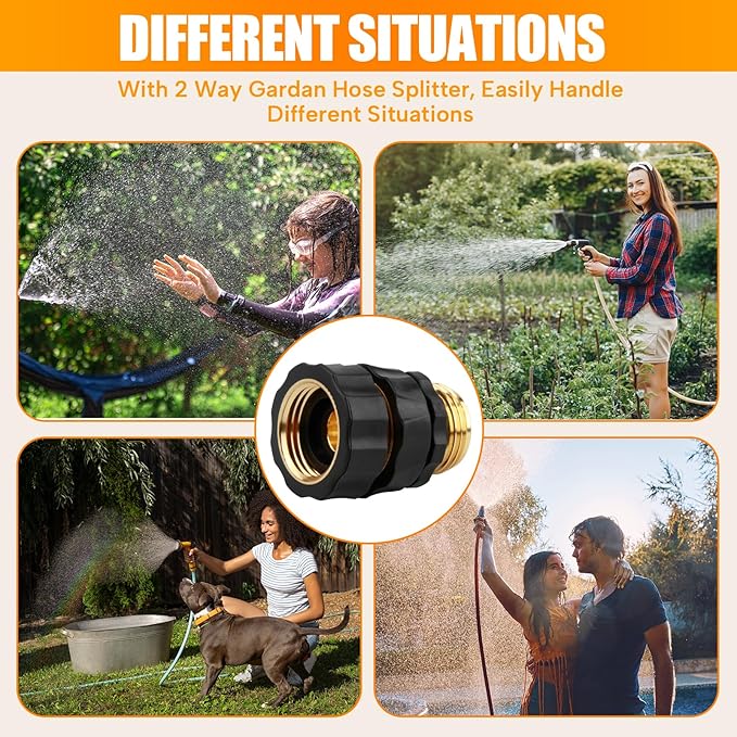 Quick Connect Hose Fittings Male and Female Set, 3/4 Inch Aluminum Garden Hose Fitting Quick Connector with Rubberized Grips, Water Hose Connector for Garden (4 Set)