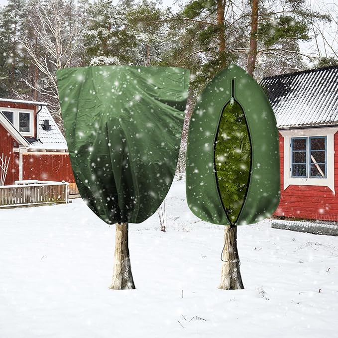 110" x 79" Large Plant Covers Freeze Protection,Huge Thicken Plant Frost Protection Cover Bags,Winter Plant Frost Cloth Frost Blankets with Zipper Drawstring for Outdoor Plants Fruit Trees