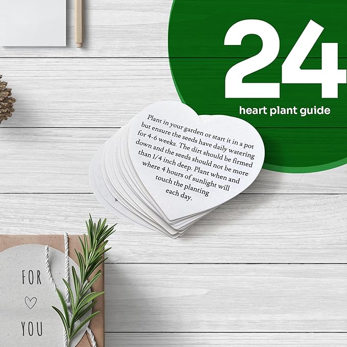 24 Sets of Heart Planting Guide with Glassine Envelopes – Perfect for Seed Paper Products, Wedding Favors, and Gift Sets