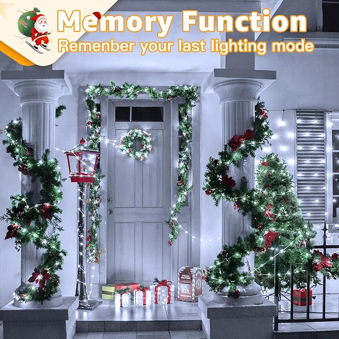 Ollny Outdoor Christmas Lights 1000LED 328FT, Cool White Fairy Lights IP67 Waterproof, Plug in String Light with Remote 8 Modes Timer, Xmas Light for Outside Indoor House Tree Decorations