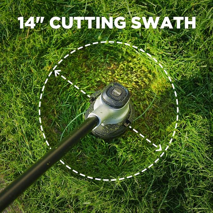 Litheli 2x20V Cordless String Trimmer, 14" Brushless Battery Powered Weed Eater, Electric Weed Wacker with Dual Line Bump Feed, Grass Trimmer for Lawn Care, U20 Series with 2x2.5Ah Batteries.