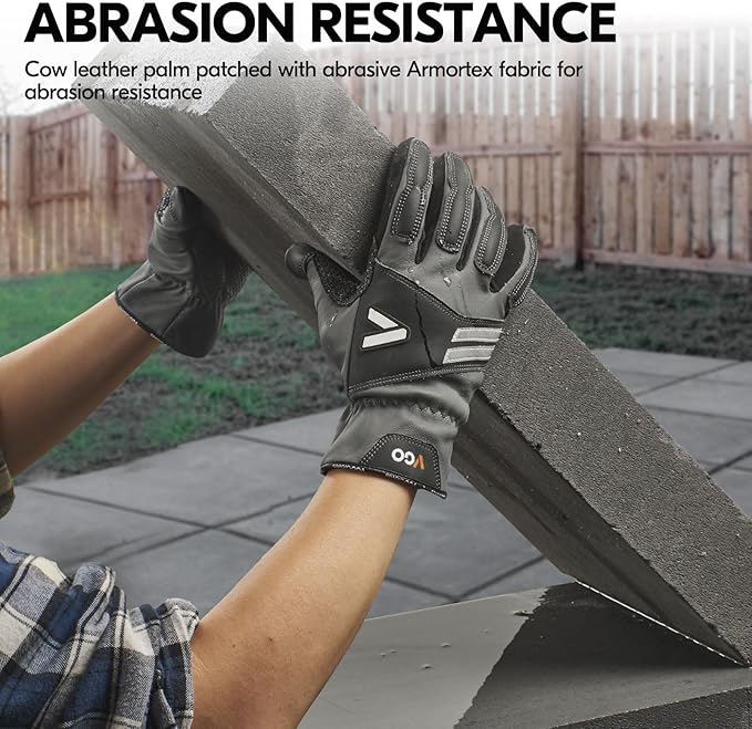 Vgo... Work Gloves for Men,Leather Safety Work Gloves,Scratch protection,Thornproof,Touchscreen(CA7777/CA7780/GA7776/PA7775)