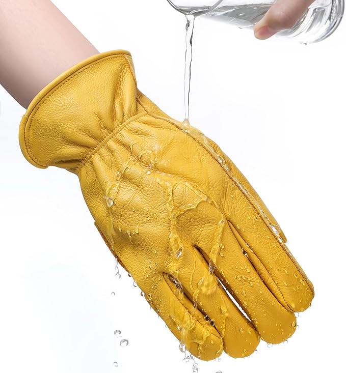 Leather Work Gloves for Men & Women, Reinforced Durable Gardening Gloves,Cowhide Work Gloves,Puncture & Cut Resistant
