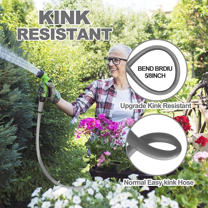 YOTOO Heavy Duty Hybrid Garden Lead in Water Hose 5/8-Inch by 1.28-Feet 150 PSI, Kink Resistant, All-Weather Flexible with Swivel Grip Handle and 3/4" GHT Solid Brass Fittings, Gray