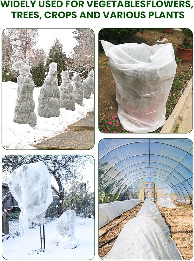 Plant Covers Freeze Protection, 10 ft x 33 ft 1.0 oz/yd² Reusable Frost Protection Floating Row Cover, Frost Blankets for Plants, Frost Cloth for Cold Weather Snow, Winter Frost Pests Protection