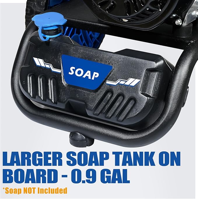 TOOLCY Gas Powered Pressure Washer, 3200 PSI and 2.6 Max GPM, Reinforced Pump, 35FT Extended Power Hose, Kink-Less Swivel Gun with & 5 Nozzles, for Cars/Fences/Driveways/Homes/Patios