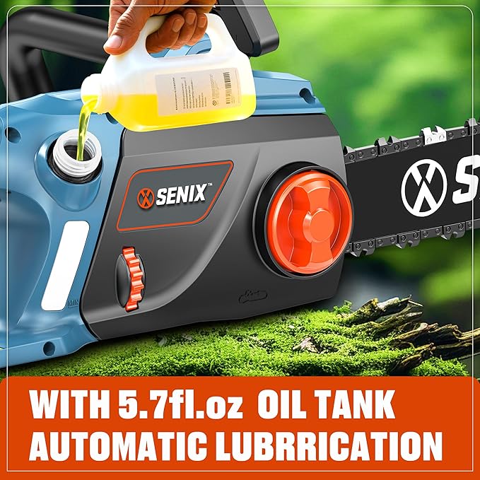 SENIX Electric Chainsaw, 16" Corded Chainsaw,12 Amp Chain Saw for Wood Cutting, Tree Trimming, Garden Tool for Pruning, Branch Cutting, Yard, Fathers Day Gift for Men,Gardener, CSE12-M