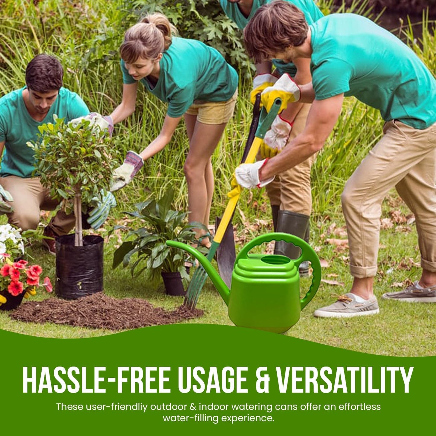 KP KOOL PRODUCTS 2 Liter Green Watering Can β Plastic Garden & Indoor Plant Waterer β Durable Easy Pour Spout β Lightweight Gardening Tool for Flowers, Herbs, Lawn & Outdoor Use β 1 Pack