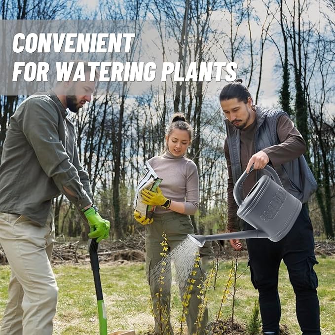 2 Gallon Watering Can, Outdoor Watering Can for Plants, Garden Water Can with Removable Long Spout and Stainless Steel Sprinkler Head, Large Water Can for Greenhouse (Gray, 2 Gallon)