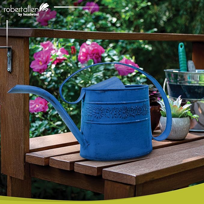 Headwind Willow Oceanside Blue 0.5 Gallon Galvanized Decorative Metal Garden Watering Can for Indoor & Outdoor Plant Care โ Vintage Gardening Plant Watering Can by Robert Allen
