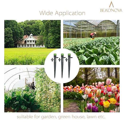 BEADNOVA Irrigation Drippers 50pcs Drip Emitters for 1/4 Inch Irrigation Sprinkler 360 Degree Micro Sprinkler Adjustable Drip Heads Drippers for Garden Patio Lawn