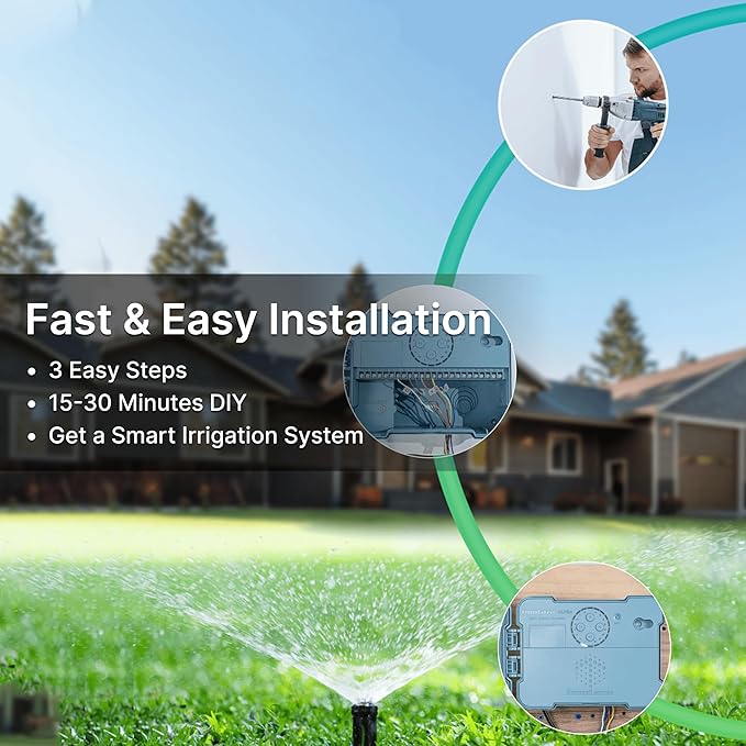 ImoLaza Outdoor Smart Sprinkler Controller, 12-Zone WiFi Irrigation Controller with Hyper-Local Weather, App Remote Control, Works w/ Alexa, Auto Watering, Rain/Freeze/Wind Skip, Smart Fault Detection
