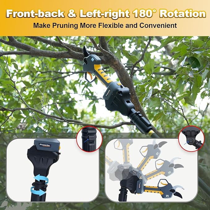 2-in-1 Brushless Pole Pruning Shear, 40mm Professional Cordless Pruners with Extension 1.6 Inches Compatible with Makita 18V Batteries Electric Tree Pruner 4000mAh Battery Secateurs