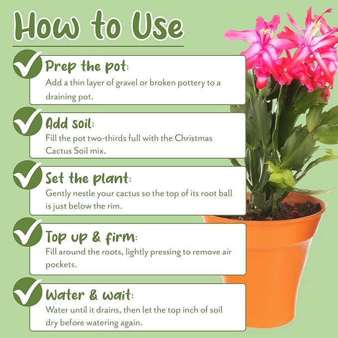 Christmas Cactus Potting Soil Mix (4 Quarts), Custom Blend for Xmas, Easter, and Thanksgiving Cactus Tropical Indoor Houseplants