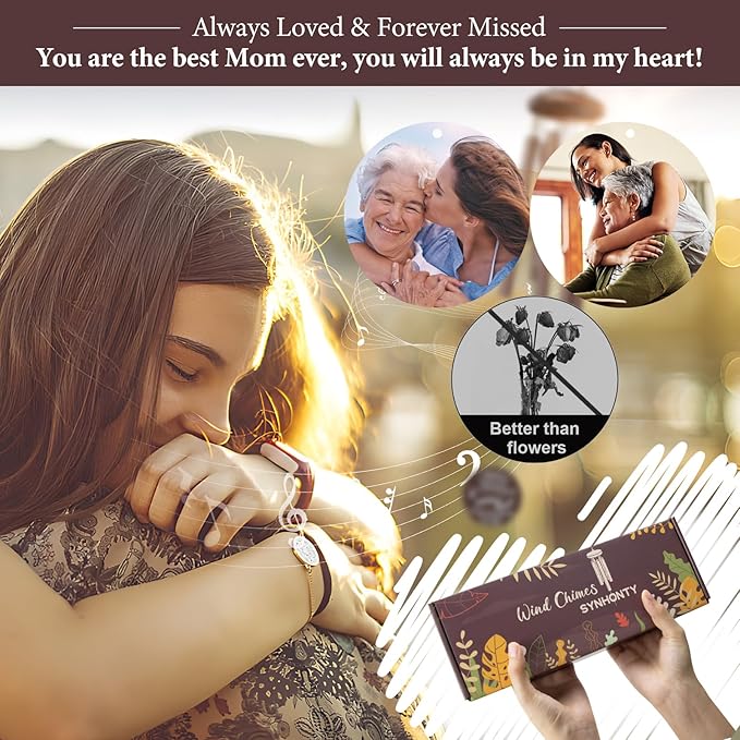 Memorial Gifts for Loss of Mom, 25'' Memorial Wind Chimes for Loss of Mother, Sympathy Gifts for Lose of Mom Mother, Bereavement/Condolence/Remembrance Gifts