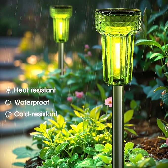 DERAYSION Halloween Decorations Outdoor Solar Lights Pathway LED Green Waterproof Halloween Solar Lights Acrylic Lamp Auto Dusk-to-Dawn for Yard, Path, Garden, Walkway, Landscape 8 Pack