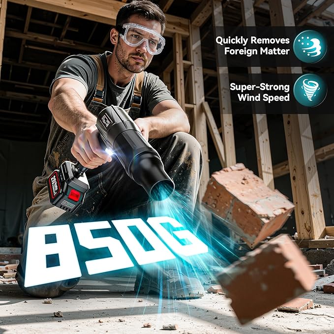 Leaf Blower Cordless Ecarke Portable Dust Cleaner, 800000RPM Handheld Brushless Turbo Jet Blower for Lawn Care, Patio Cleaning, Leaves with 2X 4.0Ah Battery, Charger, Storage Case Included