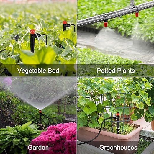 Complete 234FT Drip Irrigation System with 87 Quick Connectors - Automatic Sprinkler Kit for Lawn, Raised Bed, Greenhouse & Plant Watering. Includes 1/4'' Tubing, Drip Emitters, & Connectors