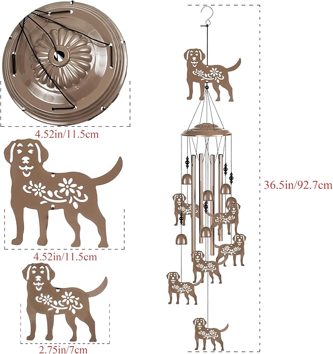 Outdoor Dogs Wind Chimes Decor, Portable Mobile Wind Catcher, Sympathy Wind Bells, Memorial Gifts for Mom, Housewarming, Blessing WindChimes(Outside/Indoor/Home/Room/Porch/Yard/Tree/Garden Decorate)