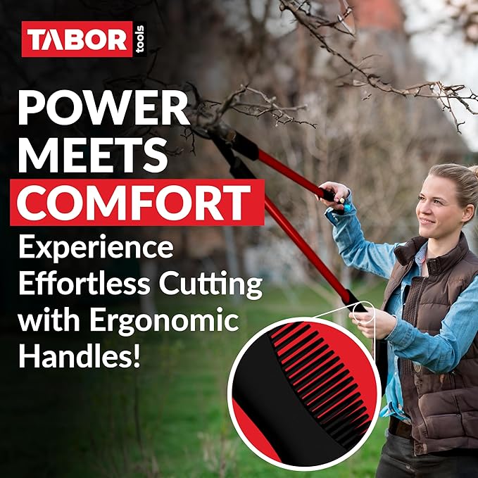 TABOR TOOLS GL16A Bypass Lopper, Chops Branches with Ease, Classic 28 Inch Tree Trimmer, Branch Cutter with 1 1/4 Inch Clean Cut Capacity.