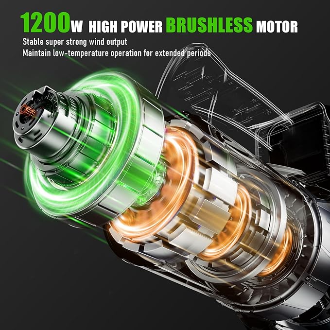 Leaf Blower Cordless, 735 CFM Brushless Electric Blower with 2 X 5.0Ah Battery, 6 Speed Levels, 3 Extension Tubes, Lightweight Battery Leaf Blower for Lawn Care, Garden, Yard, Patio Leaves