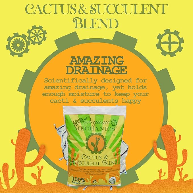 Organic Mechanics Cactus and Succulent Blend Potting Soil, 2 qt (Pack of 5) – Well-Drained Organic Mix – Enhances Plant and Root Growth with Biochar, Rice Hulls, and Worm Castings