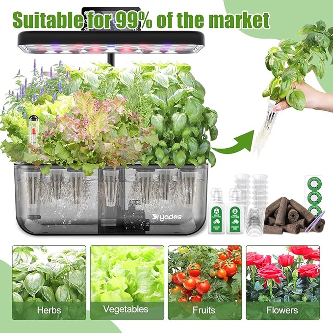 12-Pod Gourmet Herb Seed Kit Compatible with All Hydroponics, Hydroponic Growing Kit with Seeds & Grow Sponges – Indoor Garden Starter Set for Fresh Herbs & Vegetables (Lettuce)