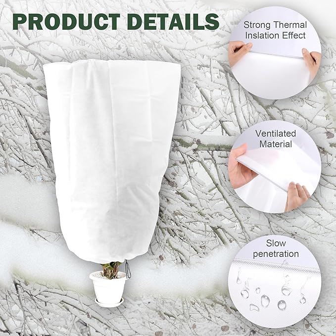 Alpurple 4 Packs Winter Zipper Plant Covers - 47" X 31.5" Warm Plant Protection Cover Bags, Frost Cloth Blanket Protecting Fruit Tree Potted Plants from Freezing Animals Eating
