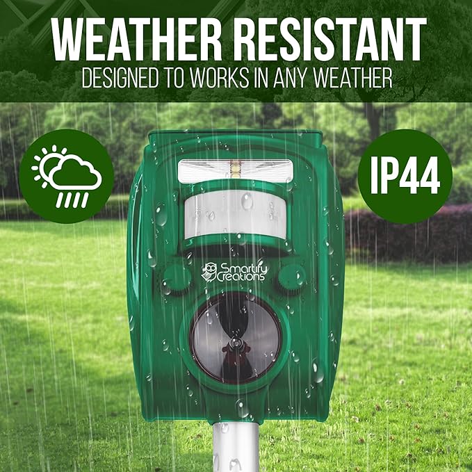 New 2025 Solar Deer Repellent Device Outdoor – Solar Animal Repeller for Outside – Rainproof Solar Rodent Repellent – Outdoor Animal Deterrent for Deers, Cats, Dogs, Mice, Birds